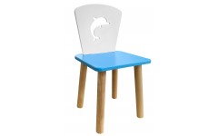 Детский стул Дельфин цвет голубой, ножки натуральные