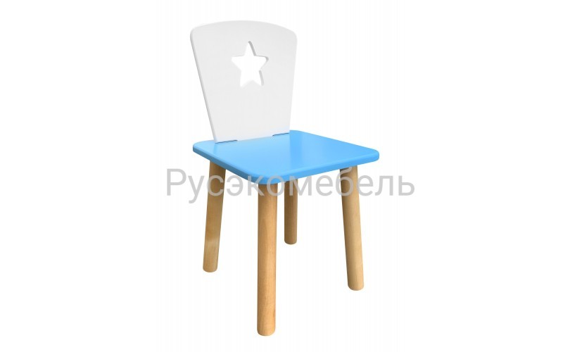 Детский голубой стульчик Звездочка