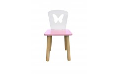 Детский стул Бабочка цвет розовый, ножки натуральные